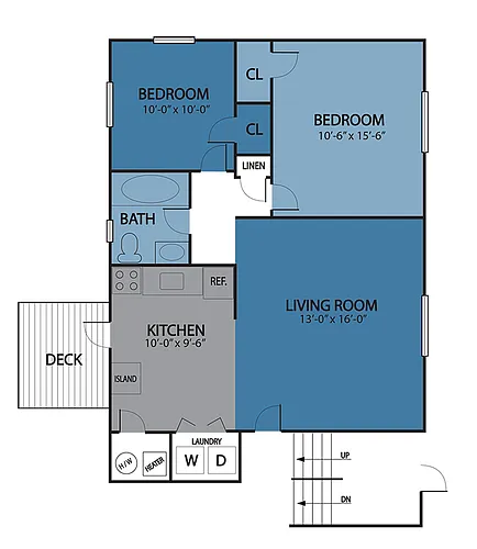 Floor plan Two Bedroom One Bath