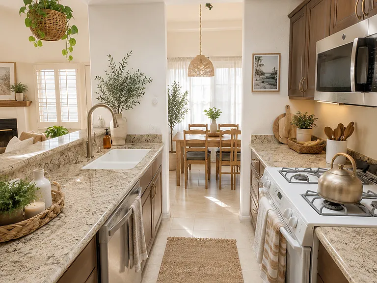 Virtually staged to showcase the home's layout with furnishings and highlight the potential look and feel of the furnished option.