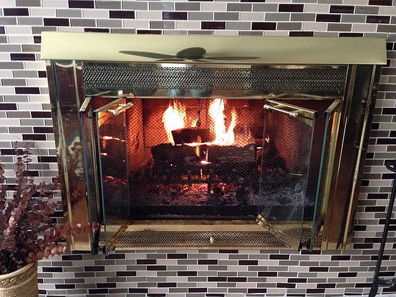 Roaring fireplace