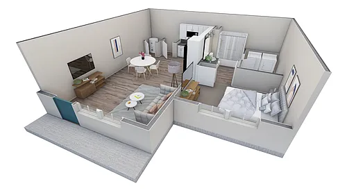Floor plan 1 BR Retreat Courtyard