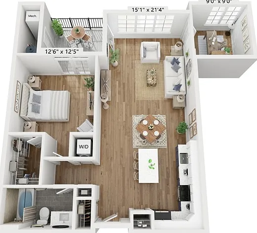 The Falls 1BD w/ Study The Falls 1BD w/ Study