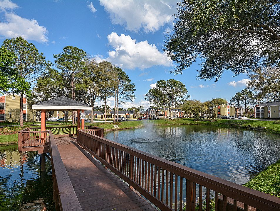 Pond with Dock and Walkways