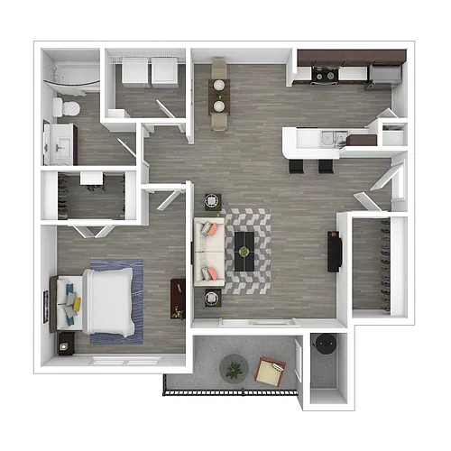 Floor plan 1x1 675 Renovated
