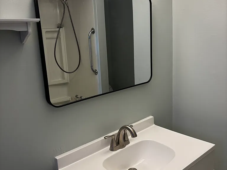 Main bathroom, new vanity, mirror and light