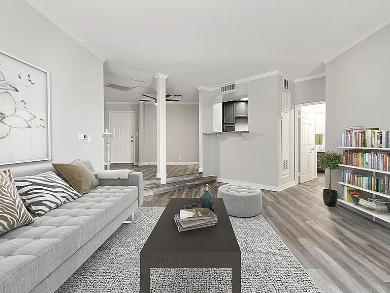 Large living room featuring hardwood floors.