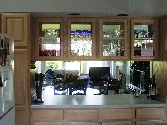 View from kitchen to living room windows