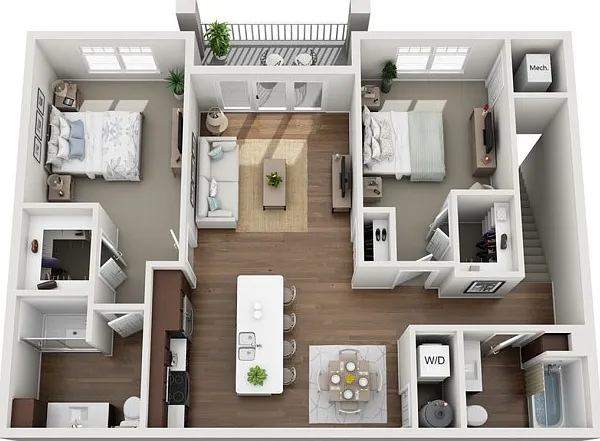 Floor Plan 2D | Seasons at Orchard Hills | Apartments in Oak Creek, WI Floor Plan 2D | Seasons at Orchard Hills | Apartments in Oak Creek, WI