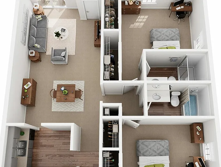 B5 Floor Plan | 2 Bedroom | University Hills | Toledo OH Student Apartments B5 Floor Plan | 2 Bedroom | University Hills | Toledo OH Student Apartments