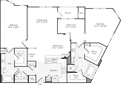 Floor plan 2 Bedrooms K