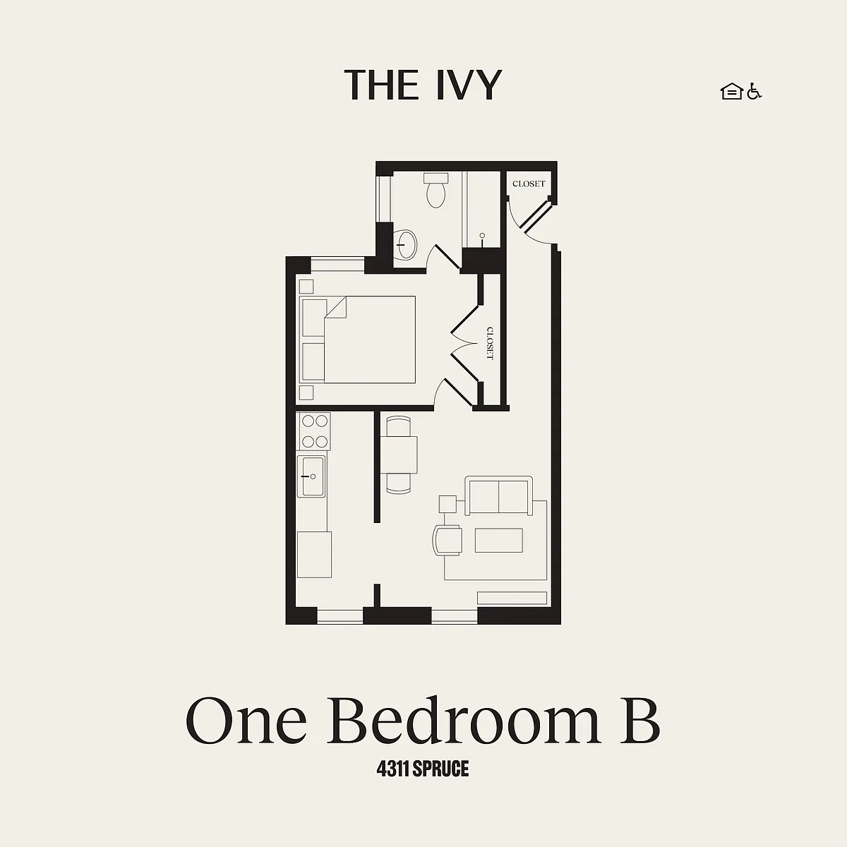 Floor plan 4311- 1 Bedroom Type B