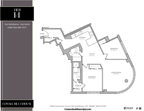 Floor plan Renovated 2 Bedrooms 2 Bathrooms- 14 Tier