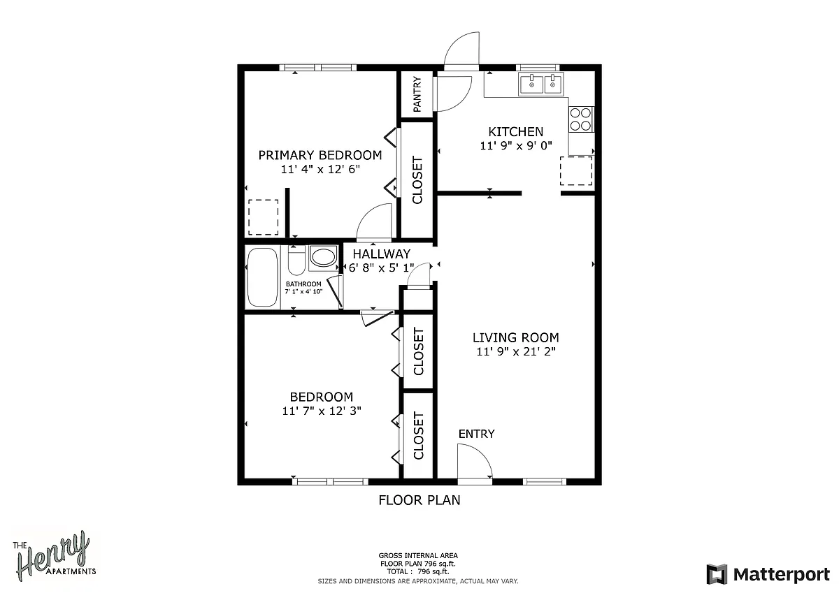 Floor plan 2 Beds 1 Bath A