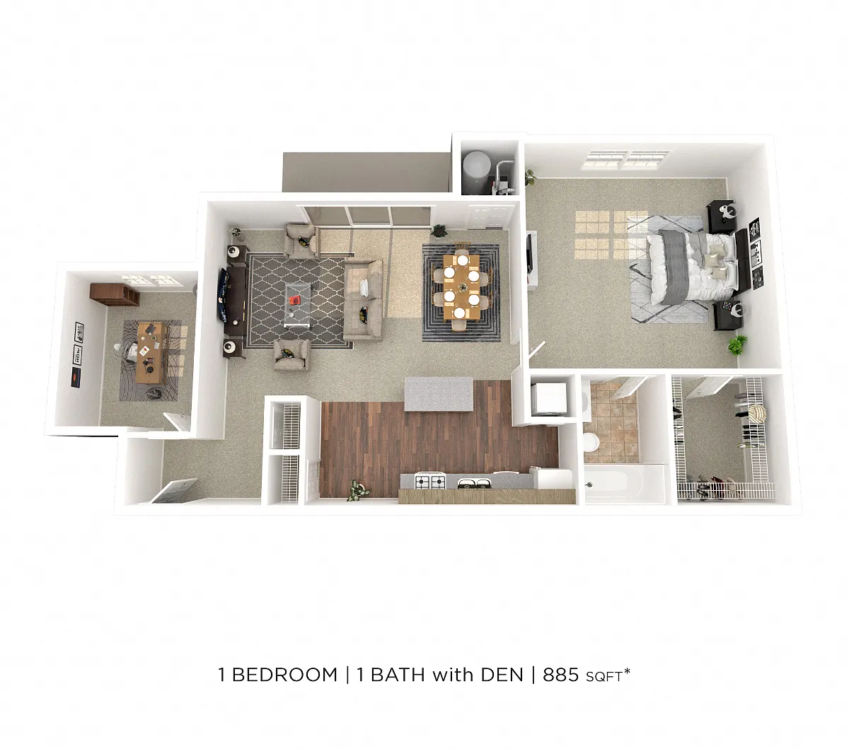 Floor plan One Bedroom w/ Den - 885 sqft