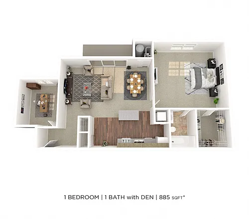 Floor plan One Bedroom w/ Den - 885 sqft