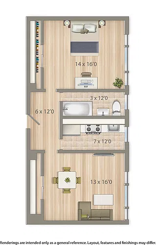 Floor plan One Bedroom C