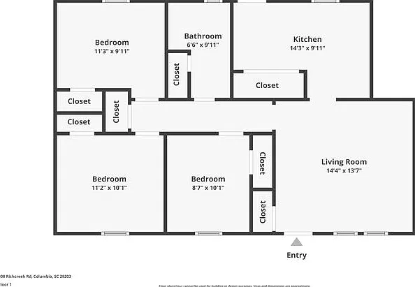 3 bed, 1.0 bath, 910 sqft, $1,280 — Photo 2