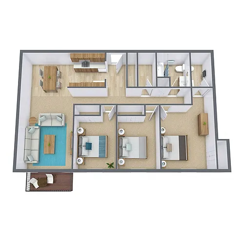 Floor plan Three Bedroom 32A