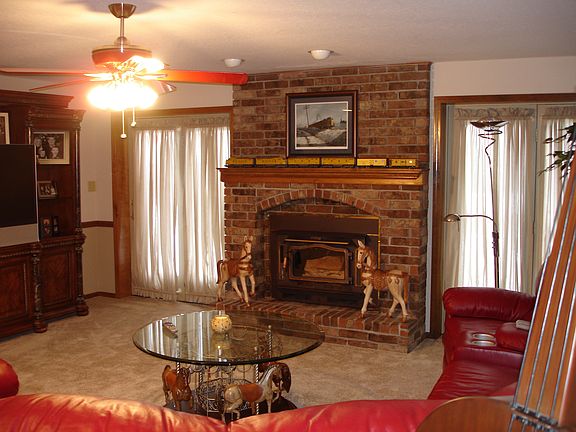 Wood burning fireplace. 