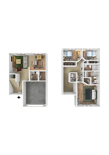 Floor plan Three Bedroom Townhouse