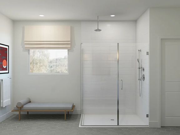 Glass shower enclosure in primary bath