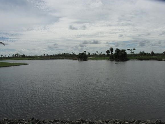 Lake fountain and golf course