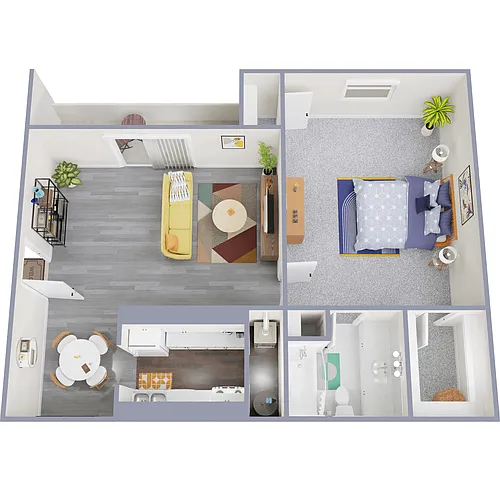 Floor plan 1 Bedroom, 1Bath