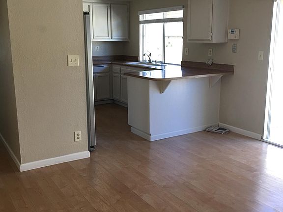 Dining room with door to backyard