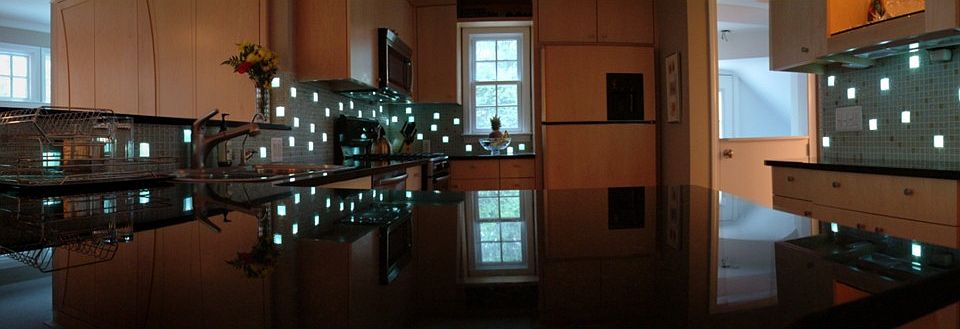 Kitchen with LED tiles