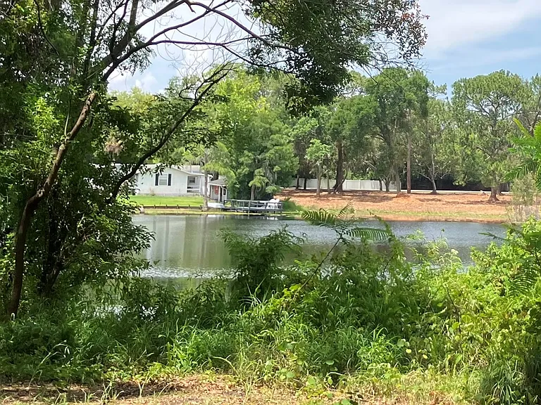 Lake view from back yard area of house