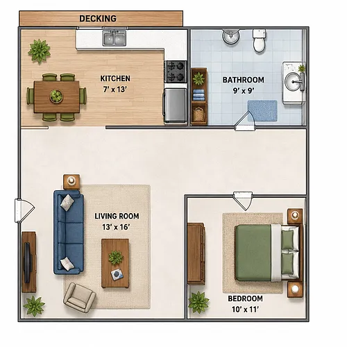 Floor plan 1 Bed 1 Bath Standard