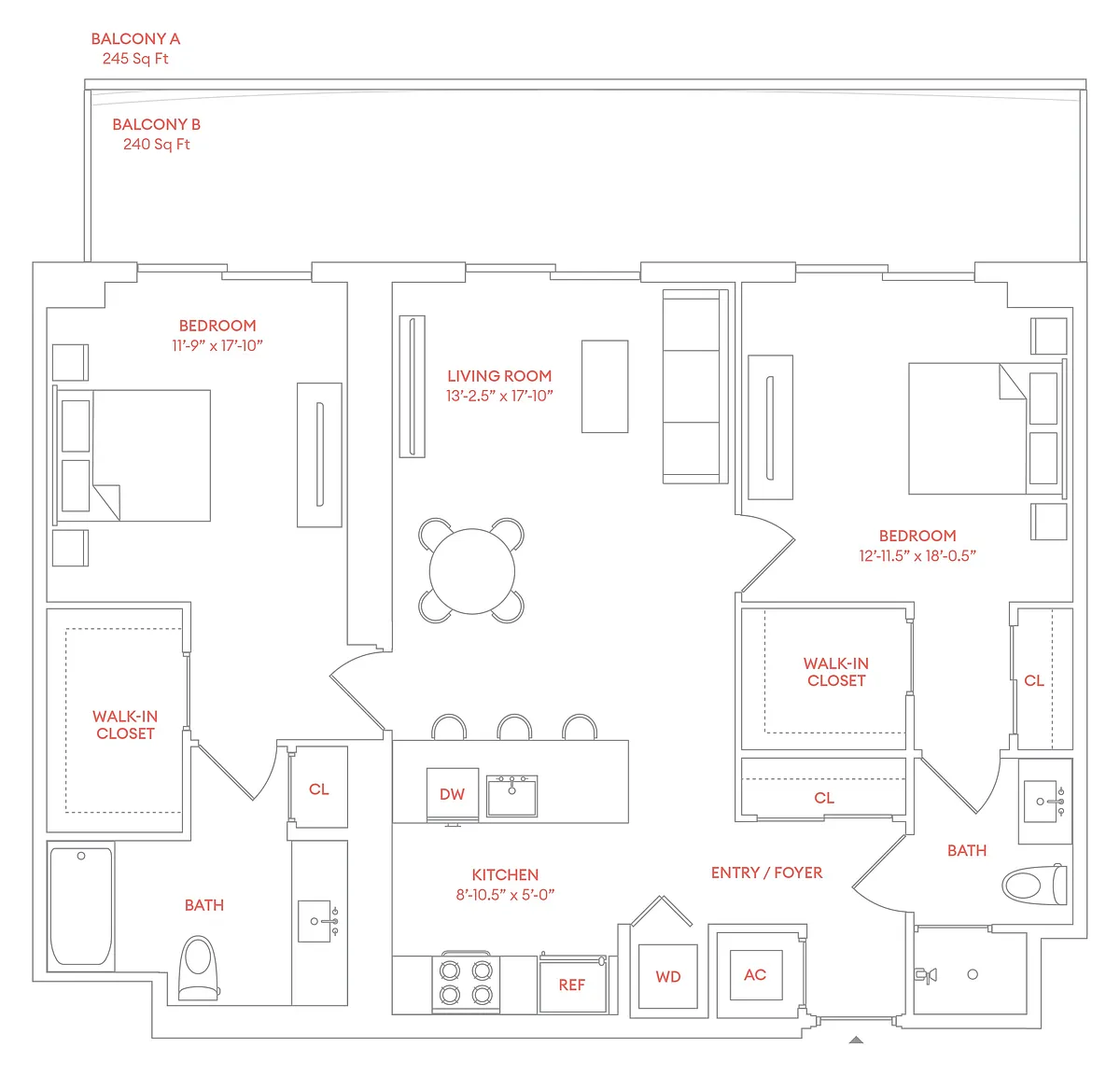 Floor plan E2 - Residence 09, Floors 2-18