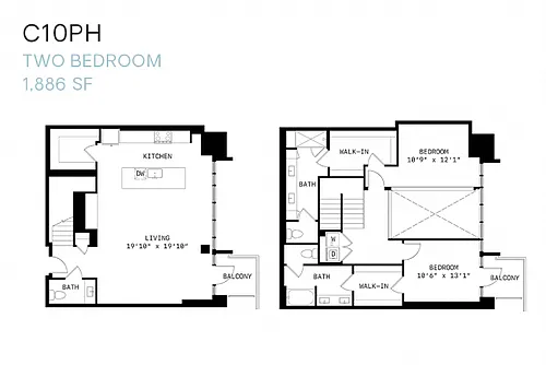Floor plan Two Bedroom Penthouse C10ph