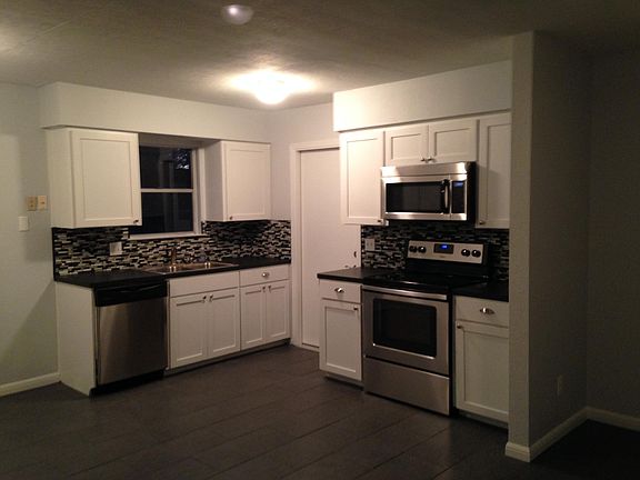 Built in microwave to save on counter space.