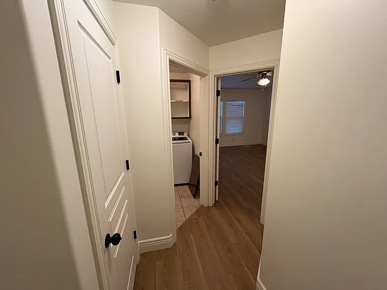 Linen closet, laundry, master bedroom