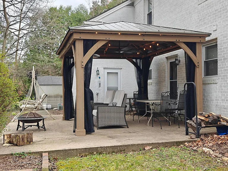 Patio furniture not included.