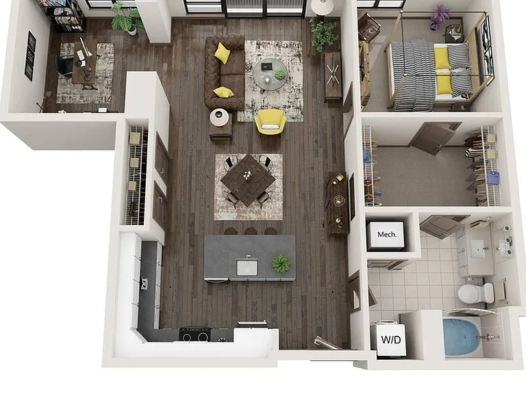 1 Bedroom - 1 Bathroom with Den 1 Bedroom - 1 Bathroom with Den