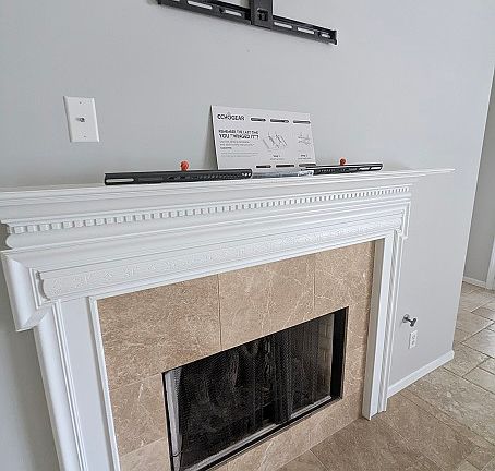 GAS LOG FIREPLACE WITH GRANITE SURROUND & HEARTH_ WALL INSTALL MOUNT FOR FLAT SCREEN