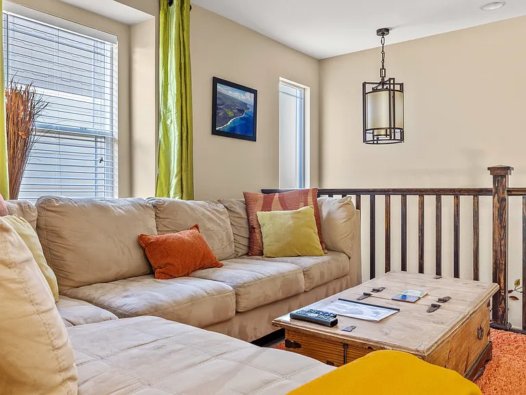Upstairs oversized loft with large couch