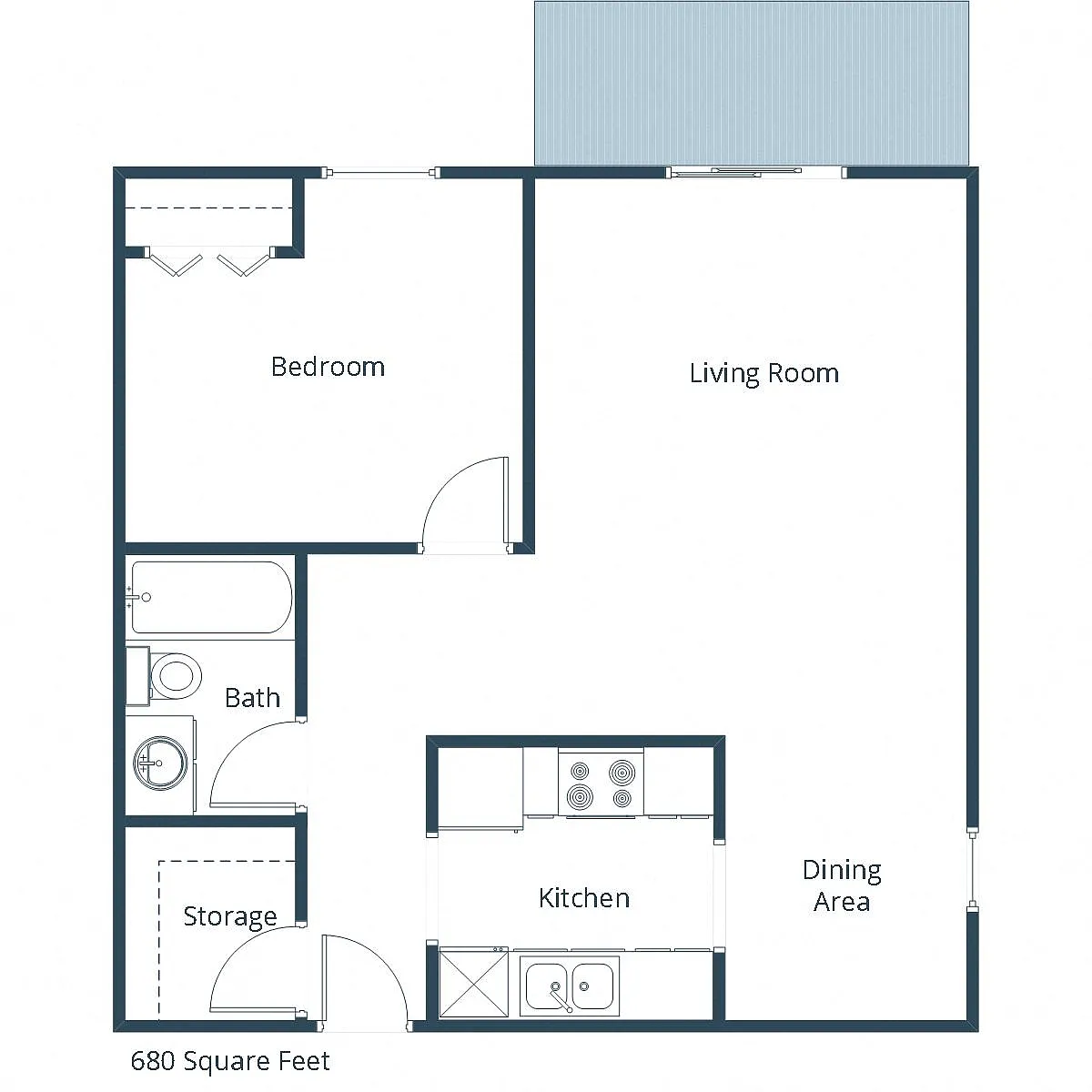 Floor plan One Bedroom 11B