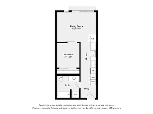 Floor plan Urban One Bedroom A01B