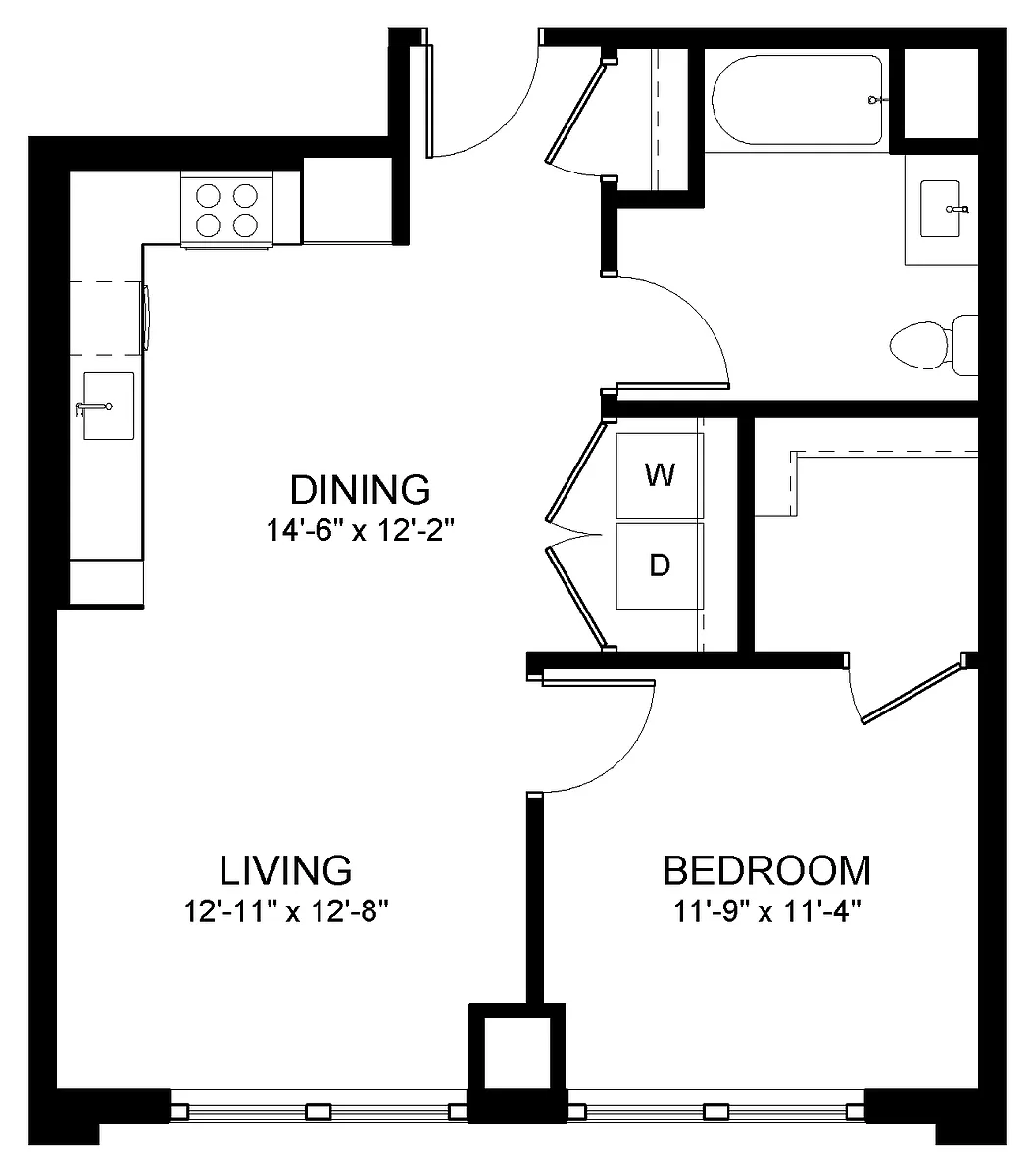 Floor plan One Bedroom A2