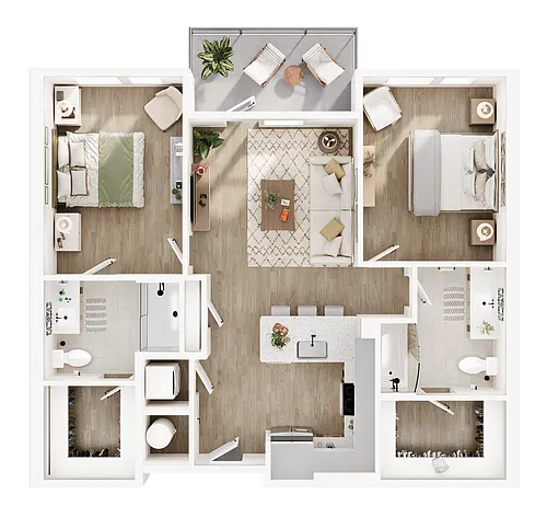 Floor plan RAMBLIN PLAN Two Bed Two Bath