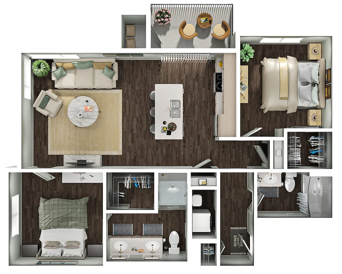 Floor plan Canyon- 2BD/2BA