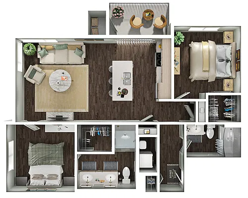 Floor plan Canyon- 2BD/2BA