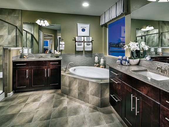 Dual vanities make getting ready easier in the lux