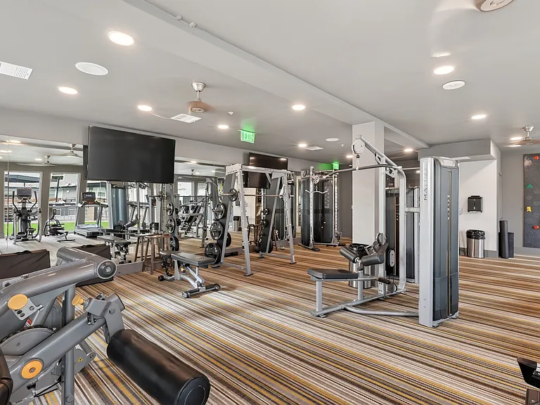 Stay active with a fully equipped fitness center right at home.