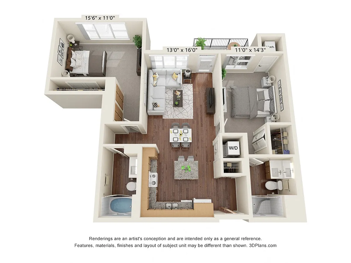 Floor plan Two Bedroom - D