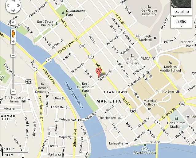 Map location of the house at 207 Scammel.