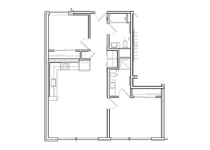 Floor plan 2 Bed, 2 Bath B2A