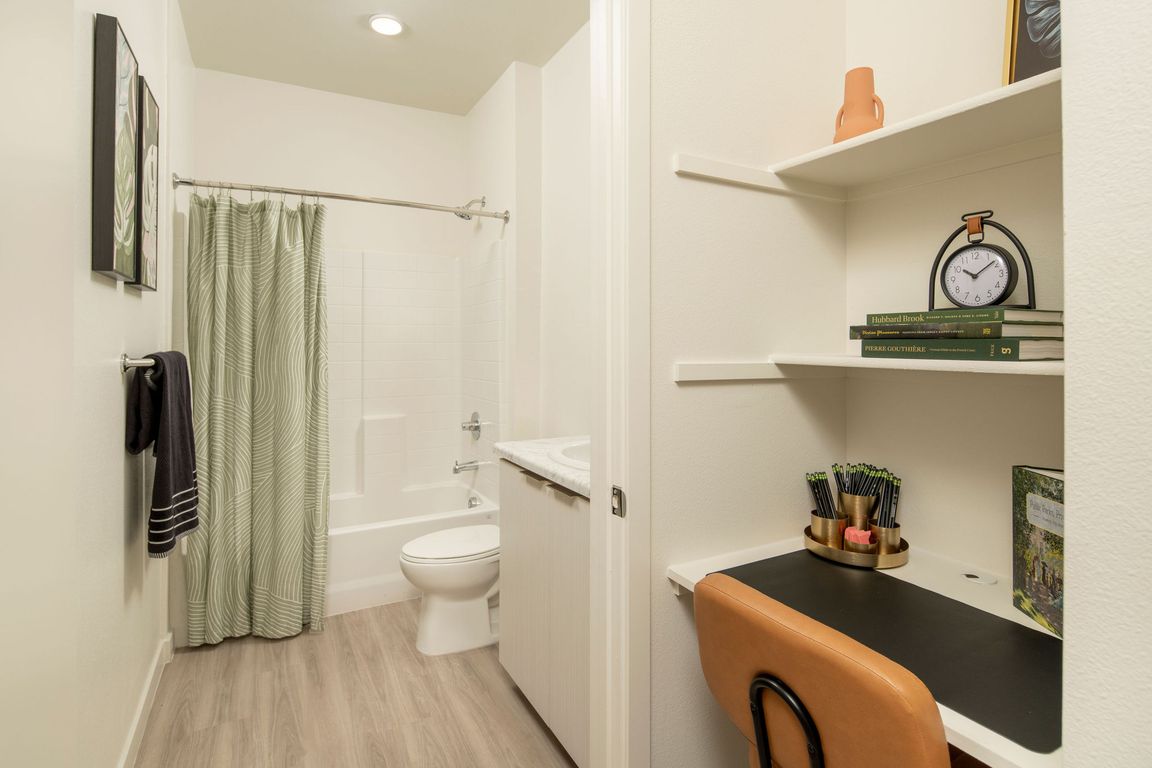 Studio - Built-in Desk Area and Bathroom